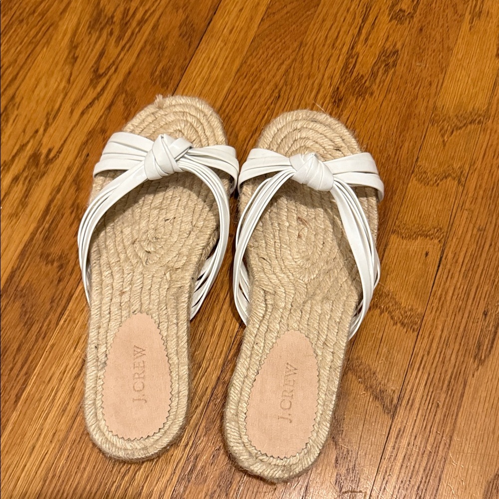 J. Crew Women's White and Beige Espadrilles - Never Used